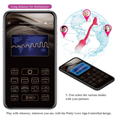 PRETTY LOVE - OVO VIBRATÓRIO COM CONTROLE POR APP PULSEN, 12 FUNÇÕES, RECARREGÁVEL VIA USB, ROSA - D-246046 - Dona Pimenta