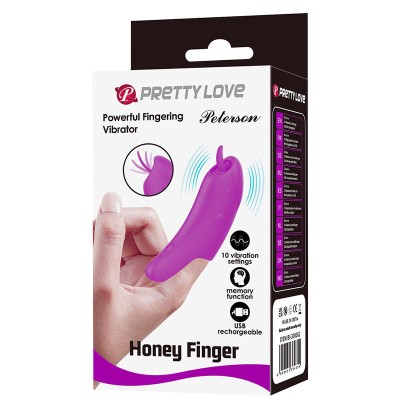 PRETTY LOVE - VIBRADOR DE DEDO RECARREGÁVEL PETERSON HONEY FINGER ROXO - D-246060 - Dona Pimenta