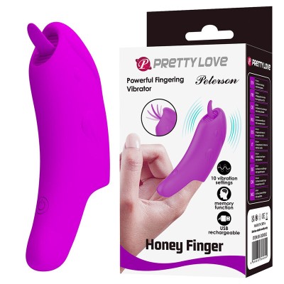 PRETTY LOVE - VIBRADOR DE DEDO RECARREGÁVEL PETERSON HONEY FINGER ROXO - D-246060 - Dona Pimenta