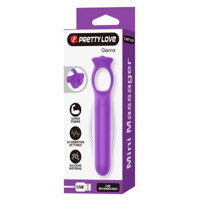 PRETTY LOVE - MINI VIBRADOR MASSAGEADOR RECARREGÁVEL GIANA ROXO - D-246061 - Dona Pimenta