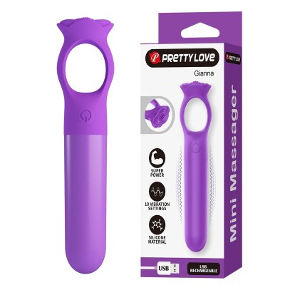 PRETTY LOVE - MINI VIBRADOR MASSAGEADOR RECARREGÁVEL GIANA ROXO - D-246061 - Dona Pimenta