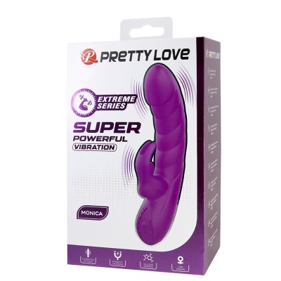 PRETTY LOVE - MONICA VIBRADOR RECARREGÁVEL COM DUPLA ESTIMULAÇÃO PARA PONTO G E CLITÓRIS ROXO - D-246064 - Dona Pimenta