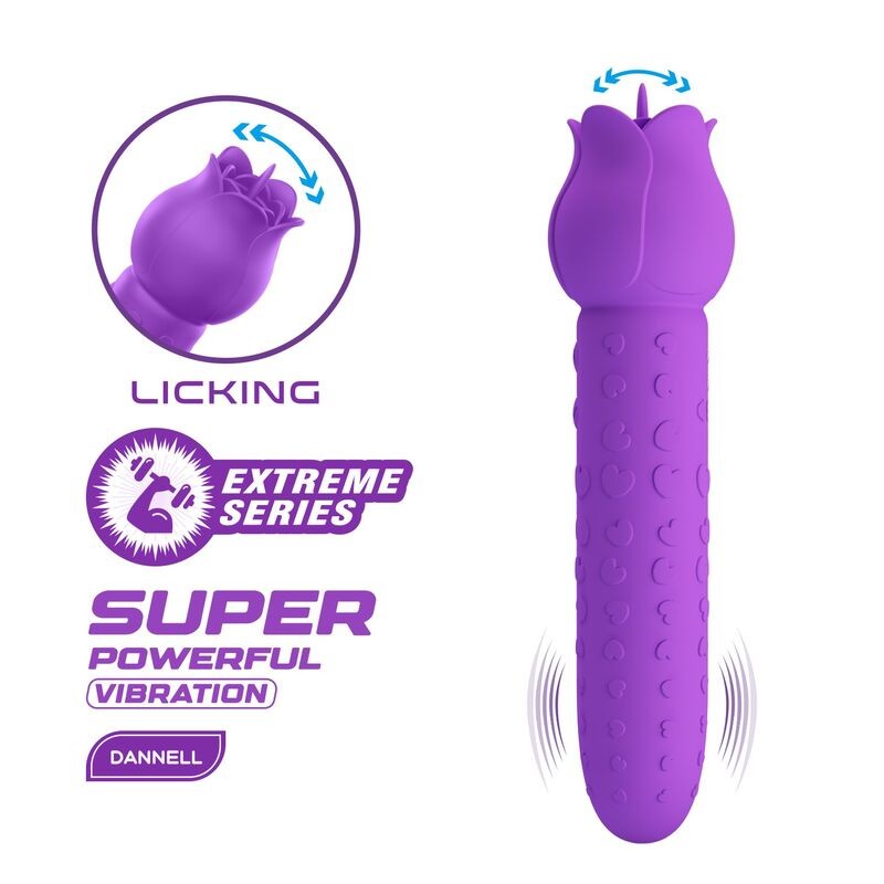 PRETTY LOVE - Vibrador estimulador oral e clitoriano recarregável DANNELL, roxo - D-246065 - Dona Pimenta