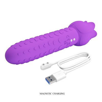 PRETTY LOVE - Vibrador estimulador oral e clitoriano recarregável DANNELL, roxo - D-246065 - Dona Pimenta