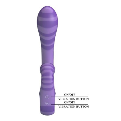 PRETTY LOVE - SUMMER VIBRADOR DE DUAS PONTAS COM ALÇA 19 CM Ø 3,5 CM ROXO - D-246088 - Dona Pimenta