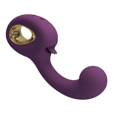 PRETTY LOVE - BRYNNLEE VIBRADOR RECARREGÁVEL COM ESTIMULADOR ORAL, 10 VIBRAÇÕES E 5 FUNÇÕES DE LAMBIDA, ROXO - D-246128 - Dona P