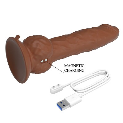 PRETTY LOVE - EREN, DILDO VIBRATÓRIO COM EMPURRAÇÃO, 20,5 CM Ø 4,5 CM, MARROM - D-246151 - Dona Pimenta