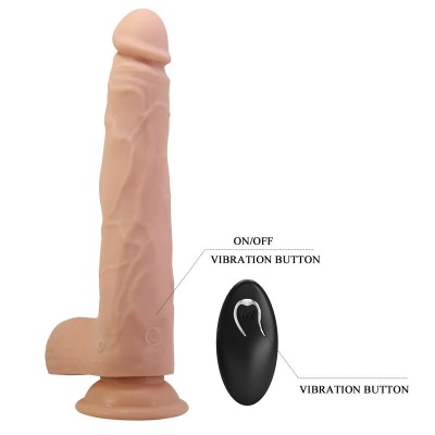 PRETTY LOVE - NOLAN DILDO VIBRATÓRIO COM CONTROLE REMOTO, 24,5 CM Ø 5 CM NATURAL - D-246166 - Dona Pimenta