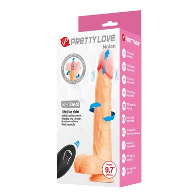 PRETTY LOVE - NOLAN DILDO VIBRATÓRIO COM CONTROLE REMOTO, 24,5 CM Ø 5 CM NATURAL - D-246166 - Dona Pimenta