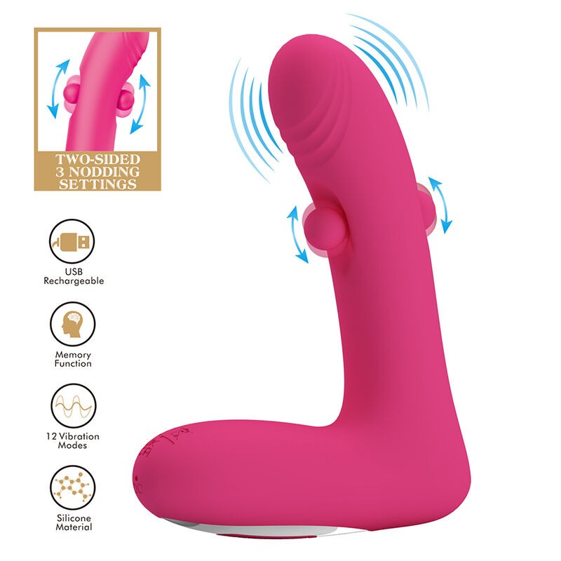 PRETTY LOVE - DUDEN VIBRADOR DE SILICONE RECARREGÁVEL COM 12 MODOS DE VIBRAÇÃO E 3 MODOS DE BALANÇO, ROSA. - D-246860 - Dona Pim