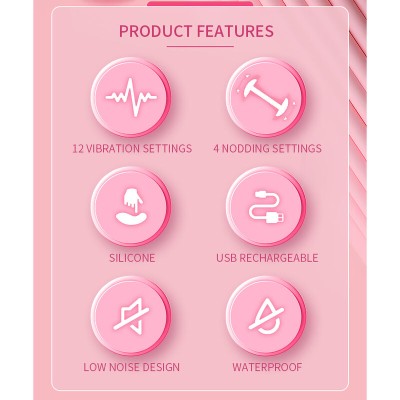 PRETTY LOVE - DUDEN VIBRADOR DE SILICONE RECARREGÁVEL COM 12 MODOS DE VIBRAÇÃO E 3 MODOS DE BALANÇO, ROSA. - D-246860 - Dona Pim