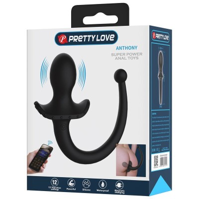 PRETTY LOVE - VIBRADOR ANAL E PERÍNEO COM CONTROLE POR APLICATIVO ANTHONY, PRETO - D-246056 - Dona Pimenta