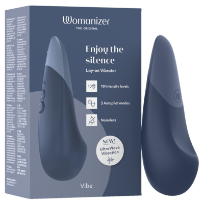 WOMANIZER - VIBE VIBRADOR SILENCIOSO DE USO À DIRETA AZUL ESCURO - D-245108 - Dona Pimenta