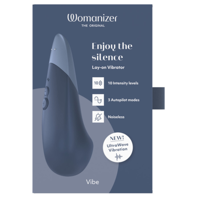 WOMANIZER - VIBE VIBRADOR SILENCIOSO DE USO À DIRETA AZUL ESCURO - D-245108 - Dona Pimenta