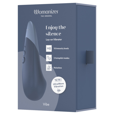 WOMANIZER - VIBE VIBRADOR SILENCIOSO DE USO À DIRETA AZUL ESCURO - D-245108 - Dona Pimenta