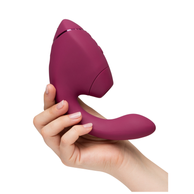 WOMANIZER - DUO NEXT ESTIMULADOR DUPLO DE CLITOR E PONTO G ROSA ESCURO - D-245097 - Dona Pimenta