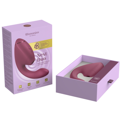 WOMANIZER - DUO NEXT ESTIMULADOR DUPLO DE CLITOR E PONTO G ROSA ESCURO - D-245097 - Dona Pimenta
