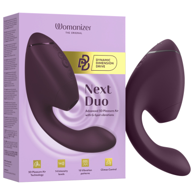 WOMANIZER - DUO NEXT Estimulador Duplo de Clitóris e Ponto G Roxo Escuro - D-245098 - Dona Pimenta