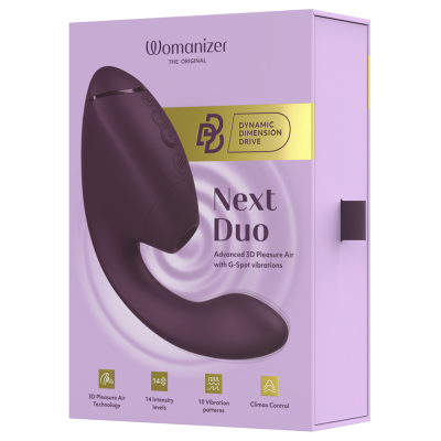 WOMANIZER - DUO NEXT Estimulador Duplo de Clitóris e Ponto G Roxo Escuro - D-245098 - Dona Pimenta