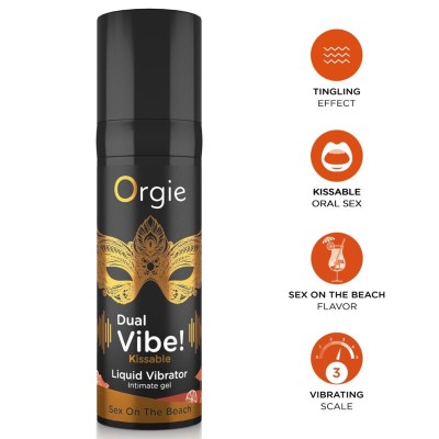 ORGIE - DUPLA VIBRAÇÃO! VIBRADOR LÍQUIDO BEIJÁVEL SEX ON THE BEACH 15 ML - D-246745 - Dona Pimenta