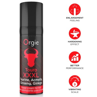 ORGIE - TOURO XXXL CREME AUMENTADOR E AMPLIADOR DE EREÇÃO 15 ML - D-246761 - Dona Pimenta