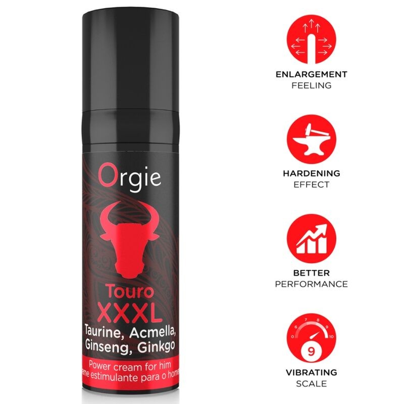 ORGIE - TOURO XXXL CREME AUMENTADOR E AMPLIADOR DE EREÇÃO 15 ML - D-246761 - Dona Pimenta