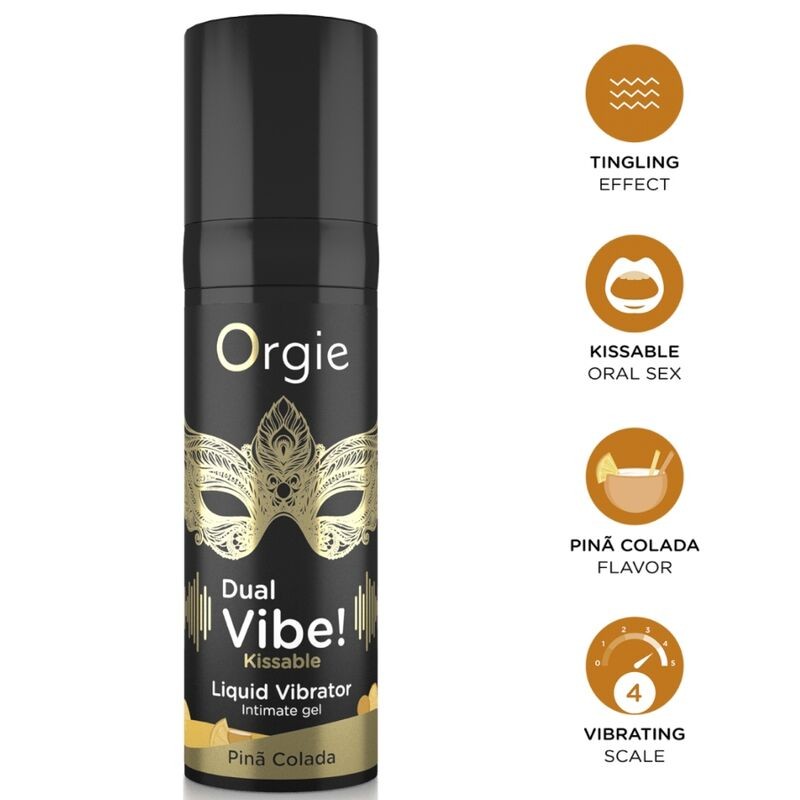 ORGIE - VIBE DUPLA! VIBRADOR LÍQUIDO BEIJÁVEL PIÑA COLADA 15 ML - D-246744 - Dona Pimenta