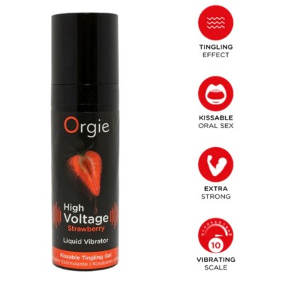 ORGIE - VIBRADOR LÍQUIDO DE MORANGO DE ALTA VOLTAGEM, EXTRA FORTE E BEIJÁVEL, 15 ML - D-246746 - Dona Pimenta
