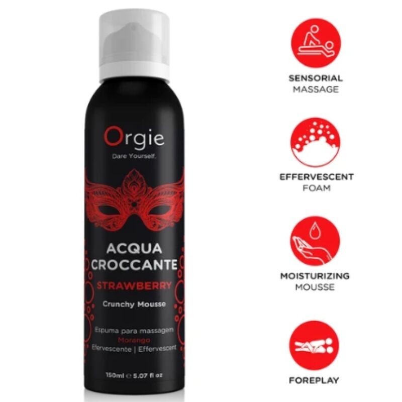 ORGIE - ACQUA CROCCANTE MOUSSE DE MASSAGEM CROCANTE DE MORANGO 150 ML - D-246793 - Dona Pimenta