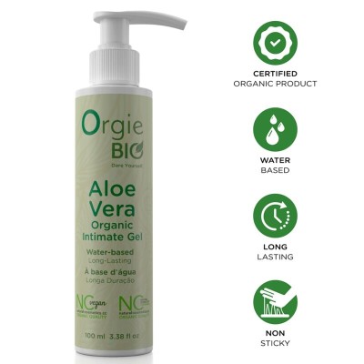 ORGIE - GEL ÍNTIMO À BASE DE ÁGUA ORGÂNICO COM ALOE VERA BIO 100 ML - D-246833 - Dona Pimenta