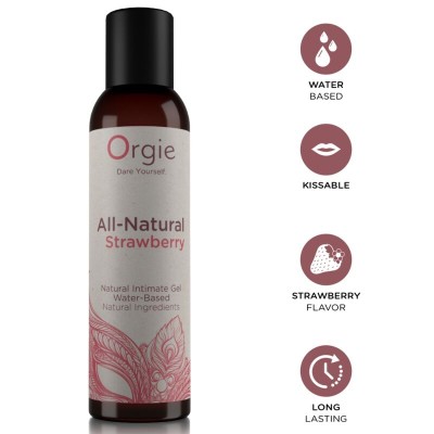 ORGIE - GEL ÍNTIMO À BASE DE ÁGUA DE MORANGO TOTALMENTE NATURAL 150 ML - D-246808 - Dona Pimenta