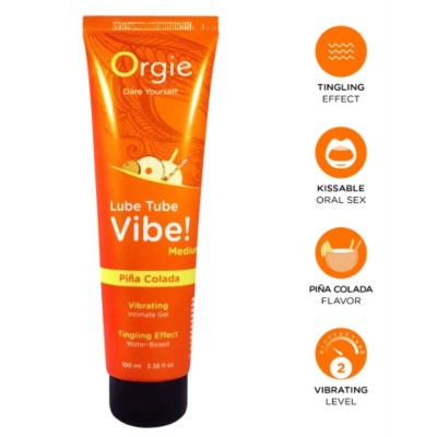 ORGIE - VIBE DE TUBO LUBRIFICANTE! PIÑA COLADA GEL ÍNTIMO BEIJÁVEL FORMIGUEIRO MÉDIO 100 ML - D-246817 - Dona Pimenta