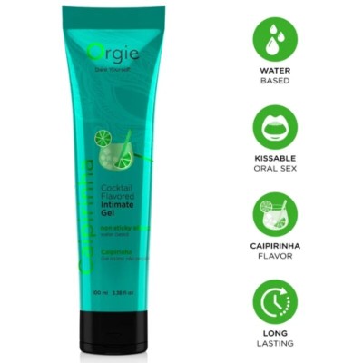 ORGIE - LUBRIFICANTE EM TUBO COQUETEL CAIPIRINHA GEL ÍNTIMO À BASE DE ÁGUA BEIJÁVEL 100 ML - D-246818 - Dona Pimenta