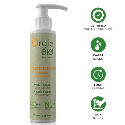 ORGIE - GEL ÍNTIMO ORGÂNICO À BASE DE ÁGUA COM CAMOMILA BIO 100 ML - D-246832 - Dona Pimenta