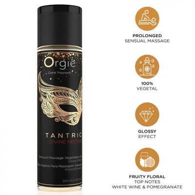 ORGIE - ÓLEO VEGETAL PARA MASSAGEM SENSUAL COM NÉCTAR DIVINO TÂNTRICA 200 ML - D-246779 - Dona Pimenta