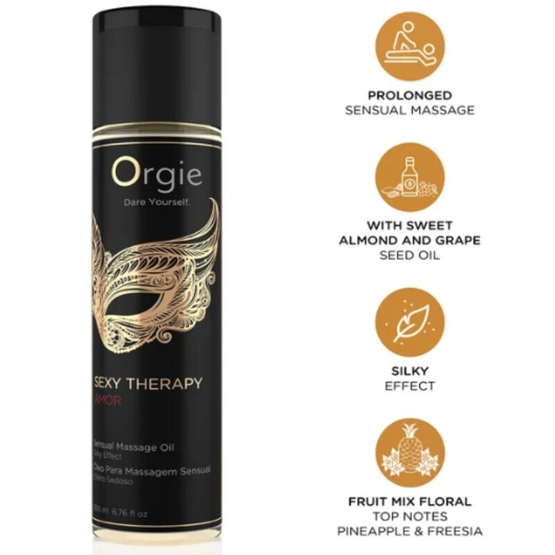 ORGIE - ÓLEO DE MASSAGEM SENSUAL AMOR PARA TERAPIA SEXUAL 200 ML - D-246783 - Dona Pimenta