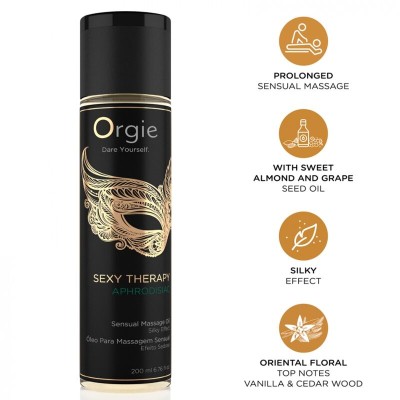 ORGIE - ÓLEO DE MASSAGEM SENSUAL AFRODISÍACO PARA TERAPIA SEXUAL 200 ML - D-246784 - Dona Pimenta