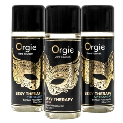 ORGIE - COLEÇÃO MINI DE ÓLEOS DE MASSAGEM SENSUAL PARA TERAPIA SEXUAL 3 X 30 ML - D-246781 - Dona Pimenta