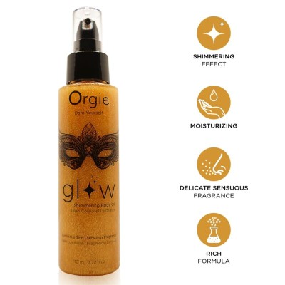 ORGIE - ÓLEO CORPORAL ILUMINADO GLOW 110 ML - D-246803 - Dona Pimenta