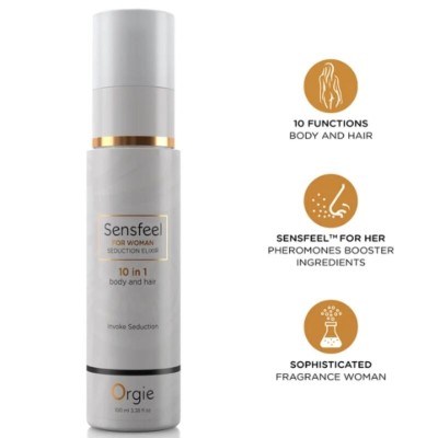 ORGIE - SENSFEEL ELIXIR DE SEDUÇÃO FEMININO 10 EM 1 PARA CORPO E CABELO 100 ML - D-246800 - Dona Pimenta