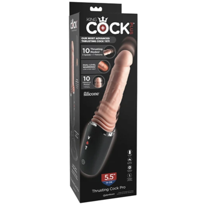KING COCK PLUS - DILDO DE SILICONE PROFISSIONAL COM ACELERADOR, VIBRAÇÃO E LUZ DE AQUECIMENTO 12,7 CM - D-246886 - Dona Pimenta