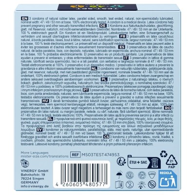 MISTER SIZE - PACOTE DE AMOSTRA DE PRESERVATIVO TAMANHO 47-49-53 MM (3 UNIDADES) - D-242290 - Dona Pimenta