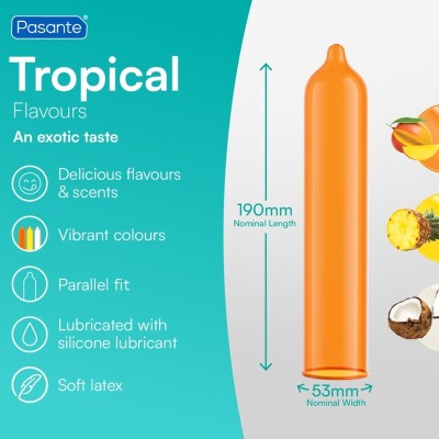 Preservativos ATRAVÉS DE SABORES TROPICAIS 144 UNIDADES - D-225489 - Dona Pimenta