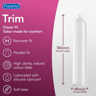 PASANTE - PRESERVATIVOS TRIM CLOSER FIT CAJA 144 UNIDADES - D-236447 - Dona Pimenta