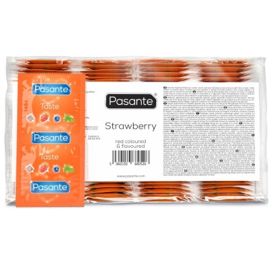 PASANTE - SACO DE PRESERVATIVO SABOR MORANGO 144 UNIDADES - D-236479 - Dona Pimenta
