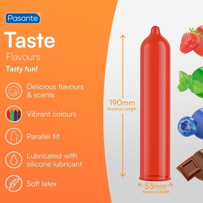 PASANTE - SACO DE PRESERVATIVO SABOR MORANGO 144 UNIDADES - D-236479 - Dona Pimenta