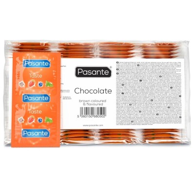 PASANTE - PRESERVATIVOS SABOR CHOCOLATE TENTAÇÃO SACO 144 UNIDADES - D-236480 - Dona Pimenta