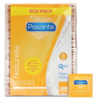 PASANTE - SACO DE PRESERVATIVOS ECO PACK NATURELLE 288 UNIDADES - D-236444 - Dona Pimenta