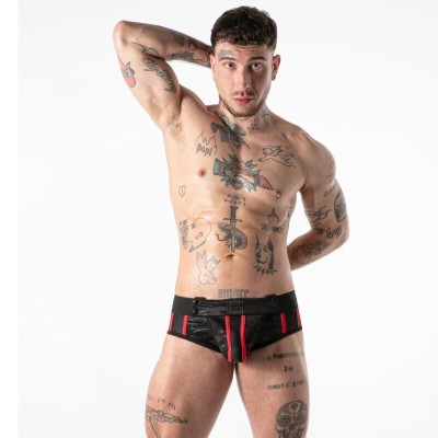 LOCKER GEAR - CUECA JOCK STOCK COM ACESSO MILITAR COMPLETO VERMELHA S - D-246654 - Dona Pimenta