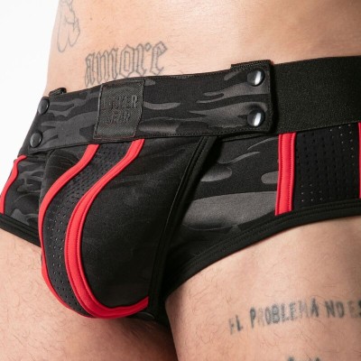 LOCKER GEAR - CUECA JOCK STOCK COM ACESSO MILITAR COMPLETO VERMELHA S - D-246654 - Dona Pimenta